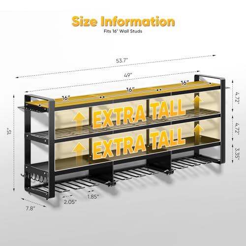 49" W Large Power Tool Organizer Wall Mount, 4 Layer Heavy - Image 3