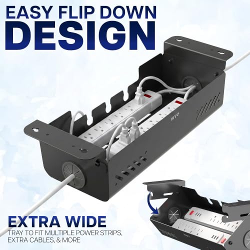 VIVO Black Screw-On Flip-Open 19 in Cable Management Box - Image 6