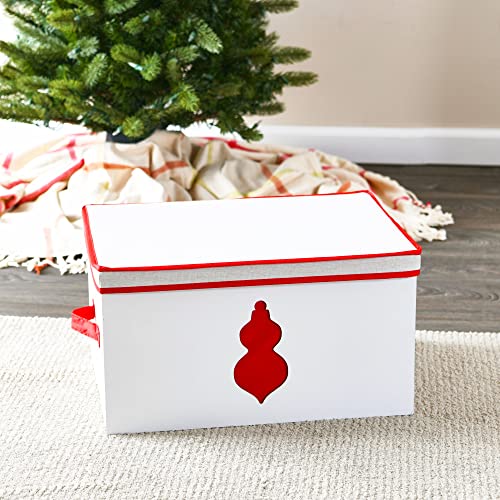 Household Essentials Ornament Storage Chest with 24 Pockets, Red - Image 5