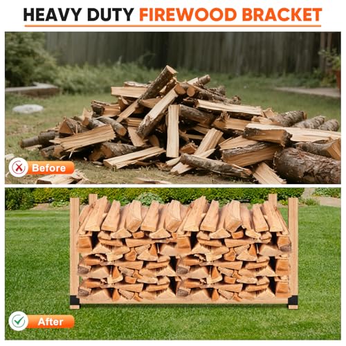 4 Pcs Firewood Rack Indoor Outdoor, Adjustable Bracket - Image 7