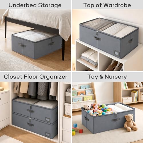 10" High Capacity Under Bed Storage Bins (3-Pack, Charcoal Grey) - Image 6