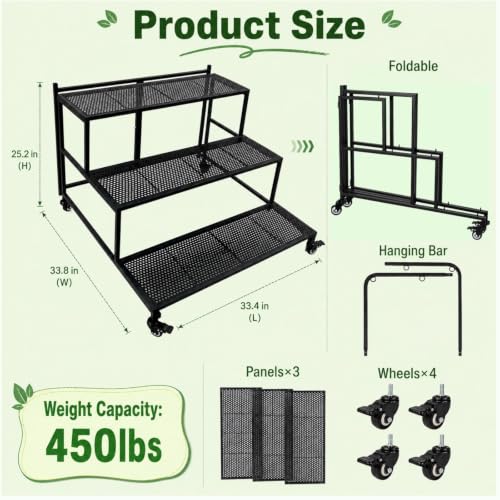 Qidejoy Folding Plant Stand Shelf Outdoor Indoor,Plant - Image 4