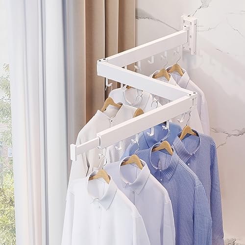 ZdwCyl Clothes Drying Rack,Laundry Space Saver Wall Mounted - Image 6