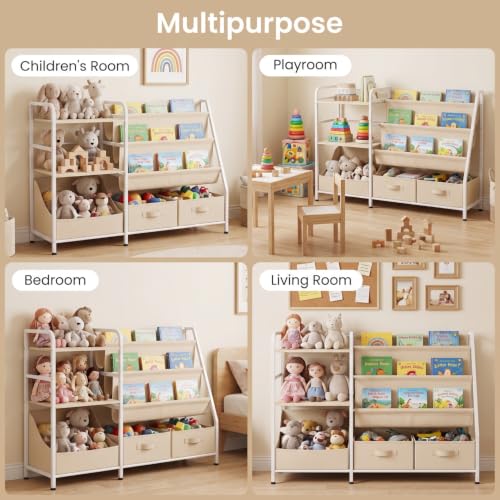 Kids Bookshelf and Toy Storage Organizer, 4-in-1 Bookcase - Image 5