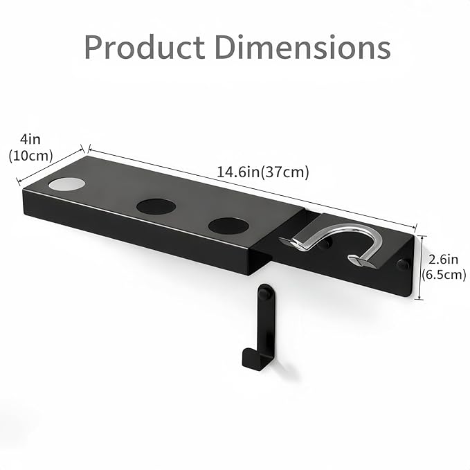 Hair Dryer Holder Wall Mount for Dyson, Blow Dryer Holder Compatible with Dyson Accessories, Stainless Steel Hair Dryer Stand Holds Up to 5 Attachments, Bathroom, Black