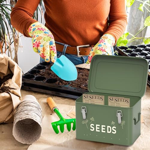Metal Seed Storage Organizer, 3 Compartments, Vintage Dark Green - Image 7