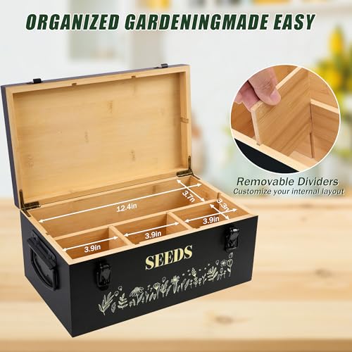 Large Seed Storage Organizer Box with Handle, Bamboo Seed - Image 5