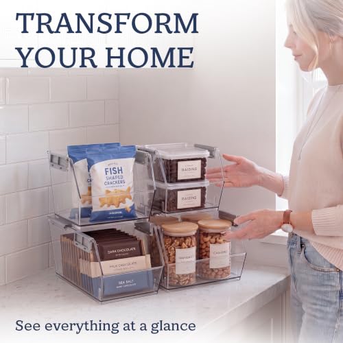 HOMESTEAD Set of 8 Stackable Storage Bins, 4 Large + 4 - Image 3