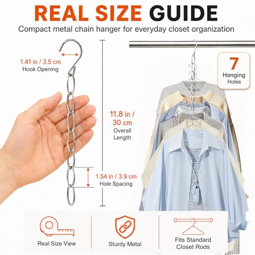 Space Saving Hangers, 4 Pack Metal 7-Loop Clothing Chain Hanger - Image 4