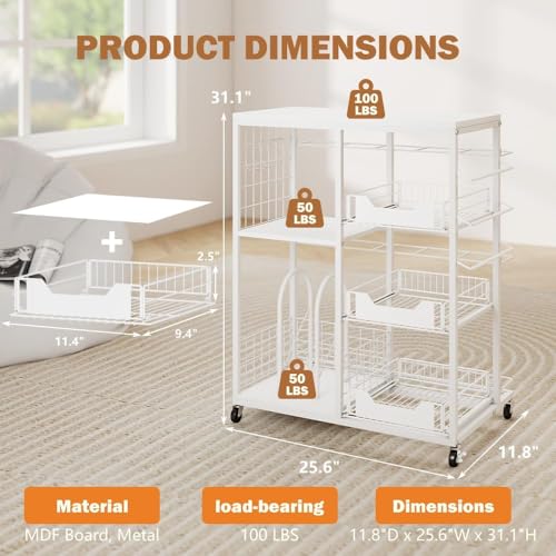 Wrapping Paper Organizer Storage with Wheels, Rolling Gift - Image 3