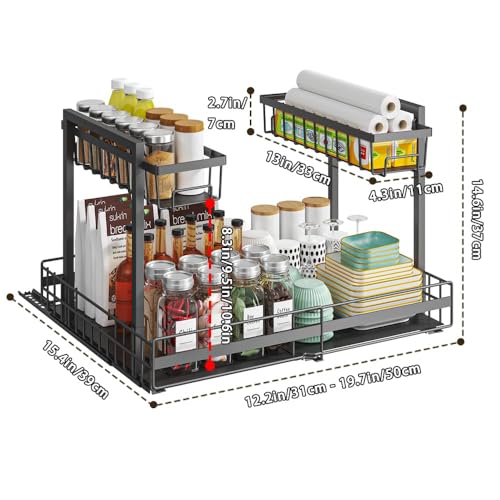 Expandable Under Sink Organizer with 3-Level Height Adjustment,2 - Image 4