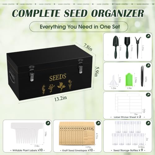 Large Seed Storage Organizer, Great Gifts Gardening Kit (Black) - Image 4