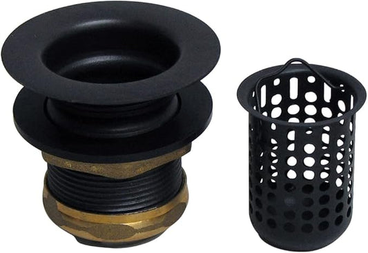 Westbrass A218-62 Junior Bar and Laundry Sink Drain Assembly with Removable Strainer Basket, Matte Black