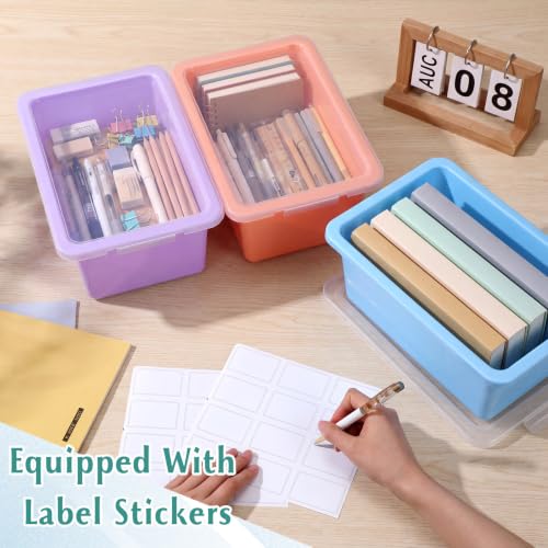 10 Pcs Classroom Storage Cubby Bins with Latching Lid,Macaron - Image 6