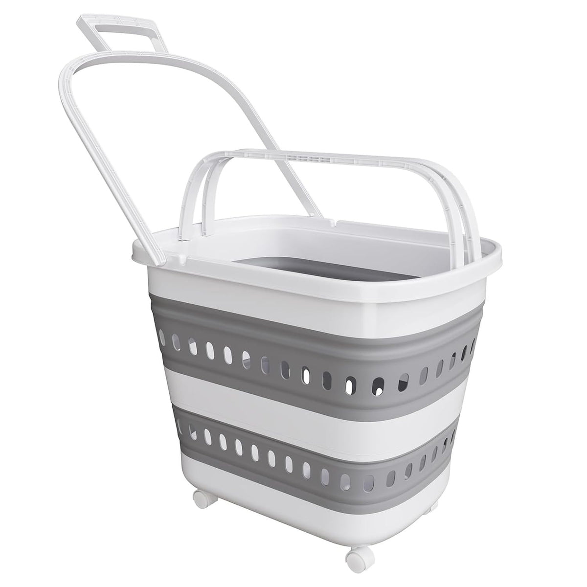 Folding Laundry Basket with Wheels Handle Collapsible - Image 1