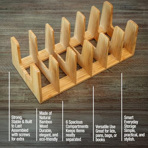 Kitchen Cabinet Organizer - Sturdy Bamboo Pot and Pan Organizer - Image 4