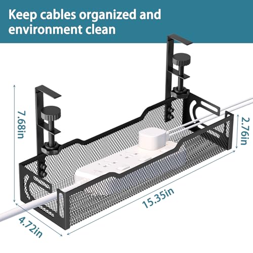Under Desk Cable Management Tray, No Drill Mesh Cabl | Cable Managemen - Image 3