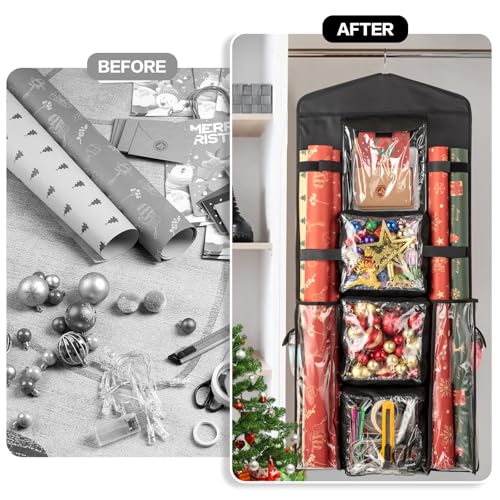 Christmas Wrapping Paper Organizer Storage, Hanging Gift - Image 5