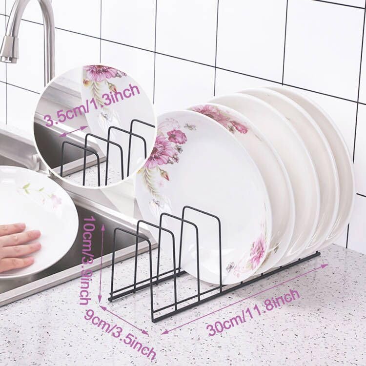 4 Pack Pot Lid Holder Kitchen Cabinet Dish Plate Rack Organizer - Image 3