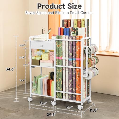 Wrapping Paper Storage, Rolling Gift Wrap Station - Image 4