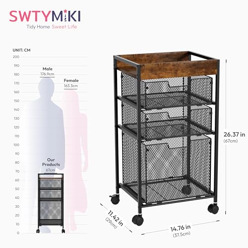 Rolling File Cart with Drawers - 4 Tier Under Desk Storage - Image 4