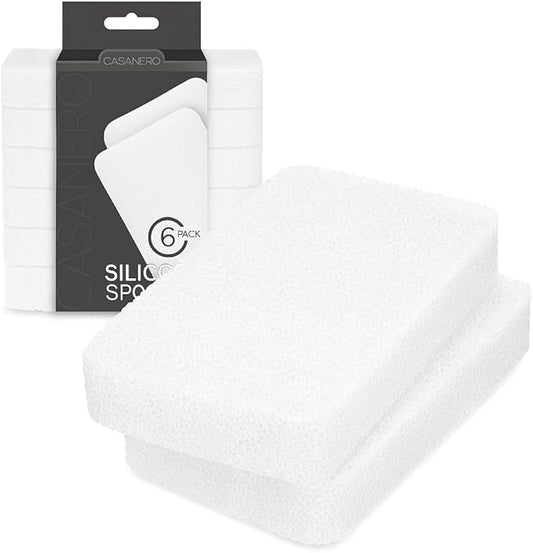 Casanero 6-Pack Silicone Scrubbing Sponges, Heavy-Duty, Non-Scratch | Reusable, Odor-Free, Multi-Purpose Cleaning for Dishes, Non-Stick, Countertops