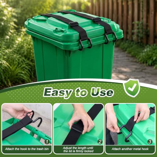 4 Pack Trash Can Lid Lock Outdoor Garbage Strap for Raccoon - Image 7