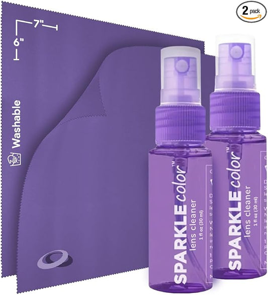 Sparkle Anti-Reflective Safe Lens Cleaner Spray Kit - (2) 1oz Glasses Cleaner Spray & (2) Microfiber Cloth for Eyeglasses, Sunglasses, Lenses, Screens and Camera Cleaning Kit (4 Piece Set)