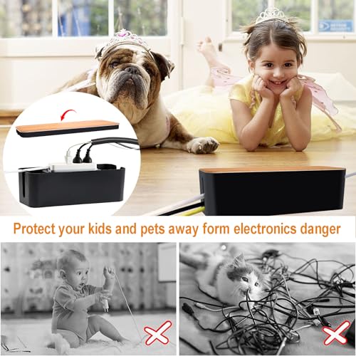 128PCS Cable Management Box 3Pack Cable Management Kit for Power Strip to Hide Wires,Cord Hider Boxes,Cord Box Safe ABS Material Wire Organizer of Cable Clips Sleeve for Home & Off - Image 4