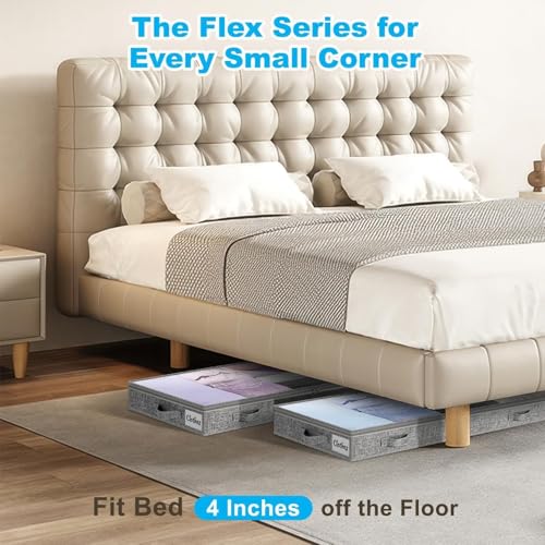 4 Inch Low Profile Under Bed Storage Drawer 2 Pack, Lightweight - Image 3