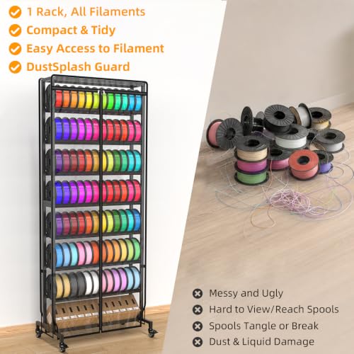 3D Printer Filament Storage Rack with Dust Cover 9-Tier - Image 7