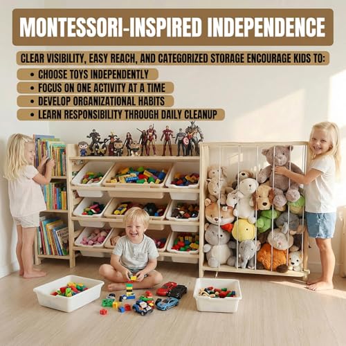Amdermi Kids Toy Storage Organizer with Bookcase | Home Organization - Image 7