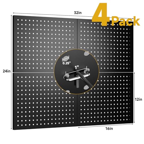 4-Pack Heavy-Duty Metal Pegboard Organizer Kit - 16"x12" - Image 4