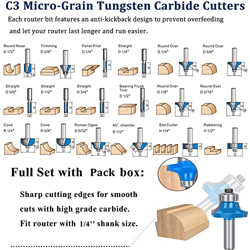 TAIWAIN 1/4 Shank Router Bit Set 41 PCS, Round Over | All Products - Image 7