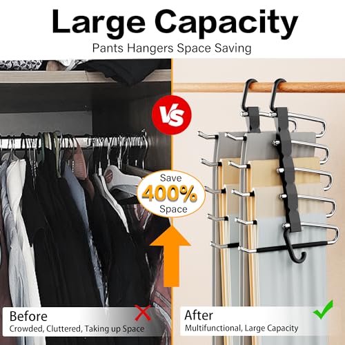 Pants Hangers Space Saving - 2 Pack Closet Organizer and Storage - Image 3