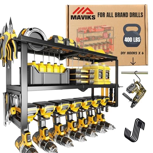 3 Shelf 7 Drill Holder Power Tool Organizer Wall Mount - Image 2