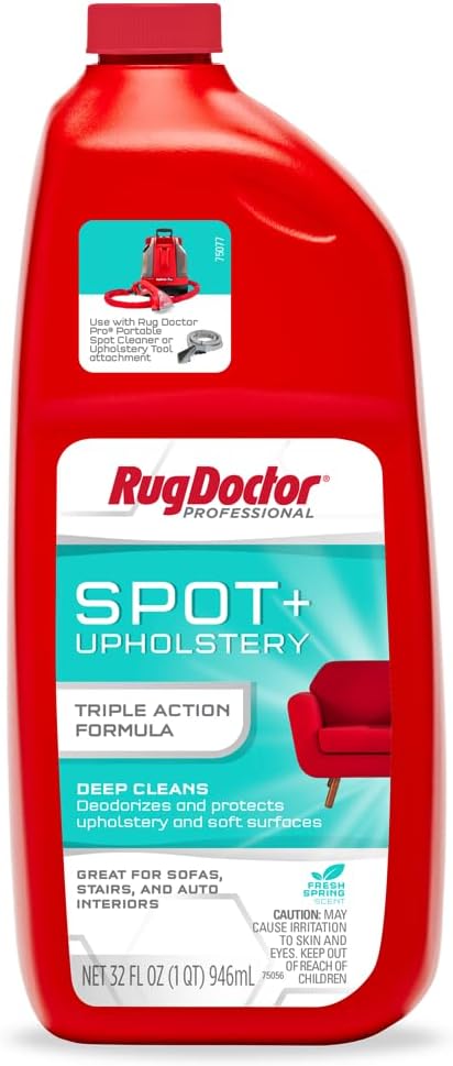 Rug Doctor Spot + Upholstery Cleaner; Triple Action Concentrated Formula 32 oz., Oxy Cleaning Power, Deep Cleans, Deodorizes and Protects Upholstery & Soft Surfaces
