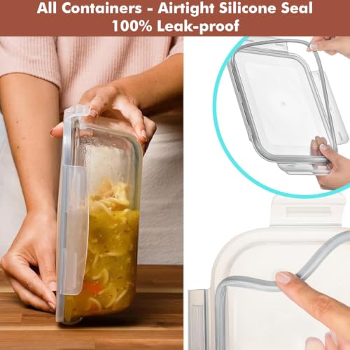 8 Cups/ 63 Oz 4 Piece (2 containers + 2 Lids) Large Glass Food - Image 5