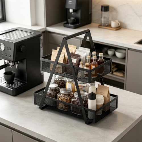 EKNITEY Snack Organizer for Countertop - 2 Tier Metal Snack - Image 6