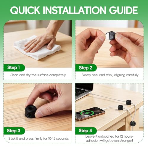 8-Pack Magnetic Cable Management Clips for Home Office Desk, Cord - Image 4
