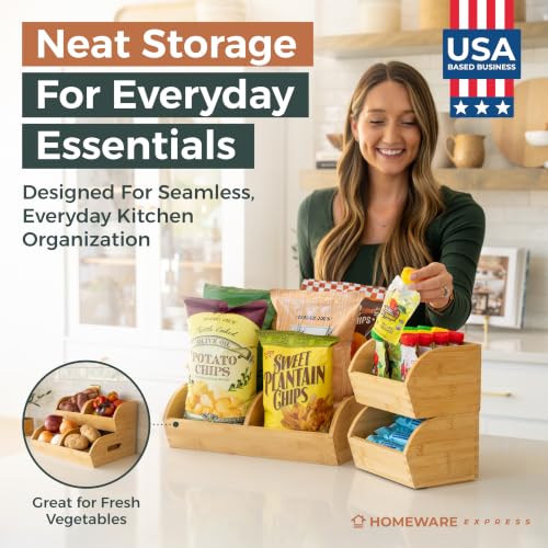 Potato and Onion Storage Bin, Stackable Bamboo Pantry - Image 5