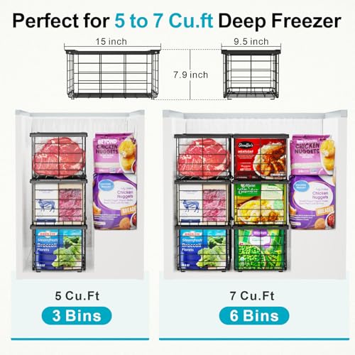 Chest Freezer Organizer - Large Baskets for 5 to 7 Cu.Ft, 3 Pack - Image 4