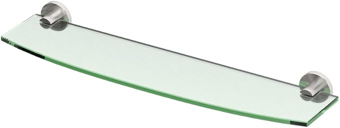 Gatco 4696 Channel Glass Shelf, Satin Nickel/Wall Mounted 20.13" x 5.25" Tempered Glass/Floating Rectangle Glass Shelf for Bathroom