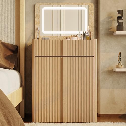 Compact Makeup Vanity Desk with Flip Top Mirror,3 in 1 Vanity - Image 7