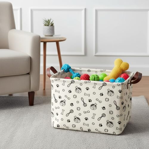 Dog Paw Storage Basket Waterproof Canvas Toy Storage Bin - Image 6
