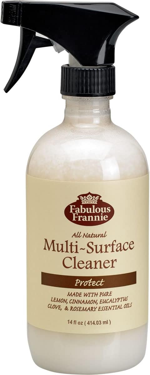 Fabulous Frannie All Natural Ingredients No Synthetics Protect Multi-Surface Cleaner made with Pure Essential Oils Clove, Lemon, Cinnamon, Eucalyptus and Rosemary 14oz