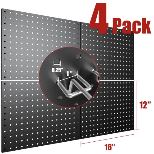 Peg Board, 4 Pack 16x12 Black Pegboard Organizer with 50 Hooks - Image 4