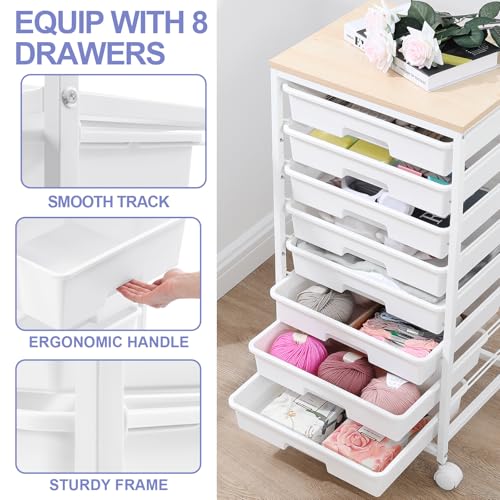 SYKIARIOL Rolling Storage Cart with Drawers, 8 Drawers Utility - Image 6