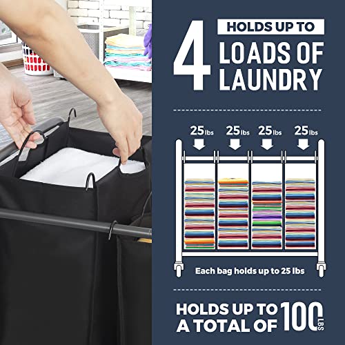 Laundry Sorter 4 Section, 4 Bag Clothes Hamper - Image 6