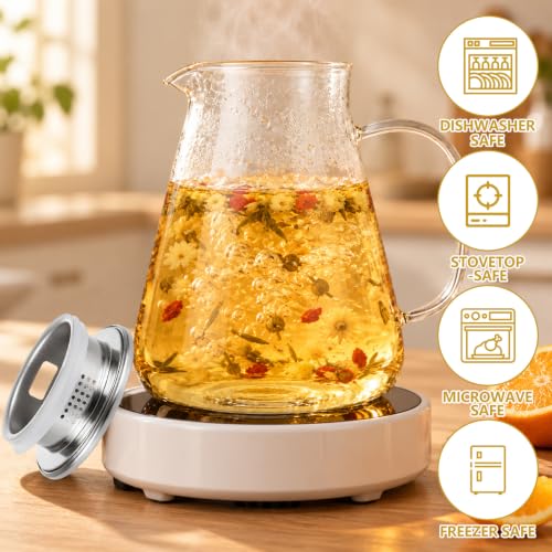 54OZ/1600ML One-Touch Glass Teapot Stovetop with Stainless Steel - Image 5